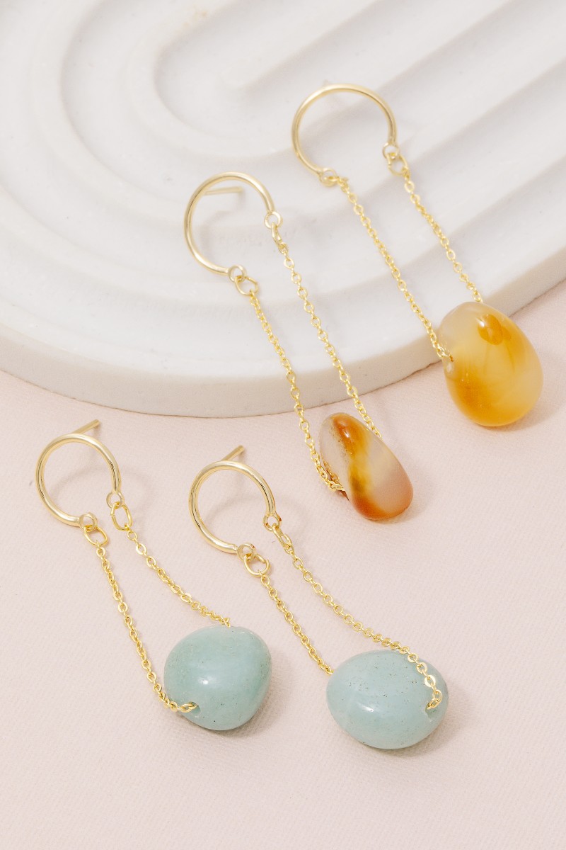 Gemstone Chain Dangle Earrings