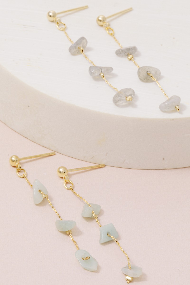 Chip Stone Chain Dangle Earrings