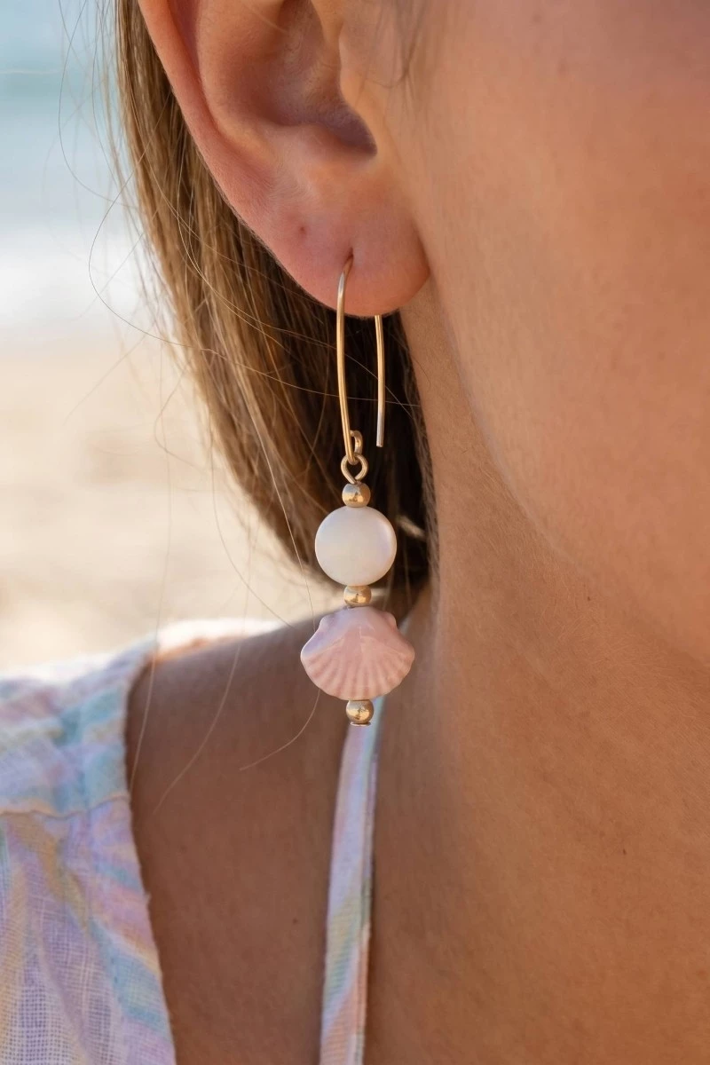 Ceramic Seashell Drop Earrings