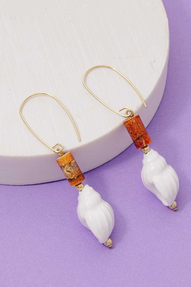 Sea Life Seashell Drop Earrings