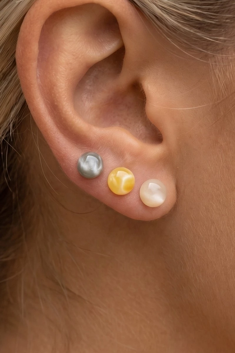 Earth Tones Acrylic Flattened Ball Stud Earrings Set