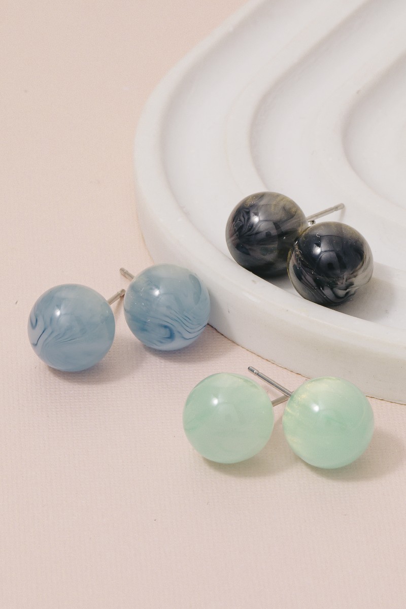 Mixed Acrylic Ball Stud Earrings Set