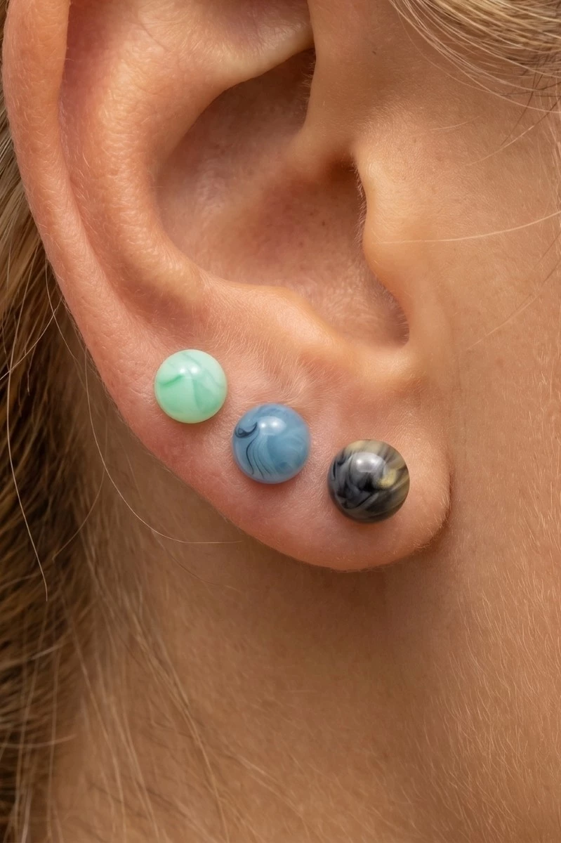 Mixed Acrylic Ball Stud Earrings Set