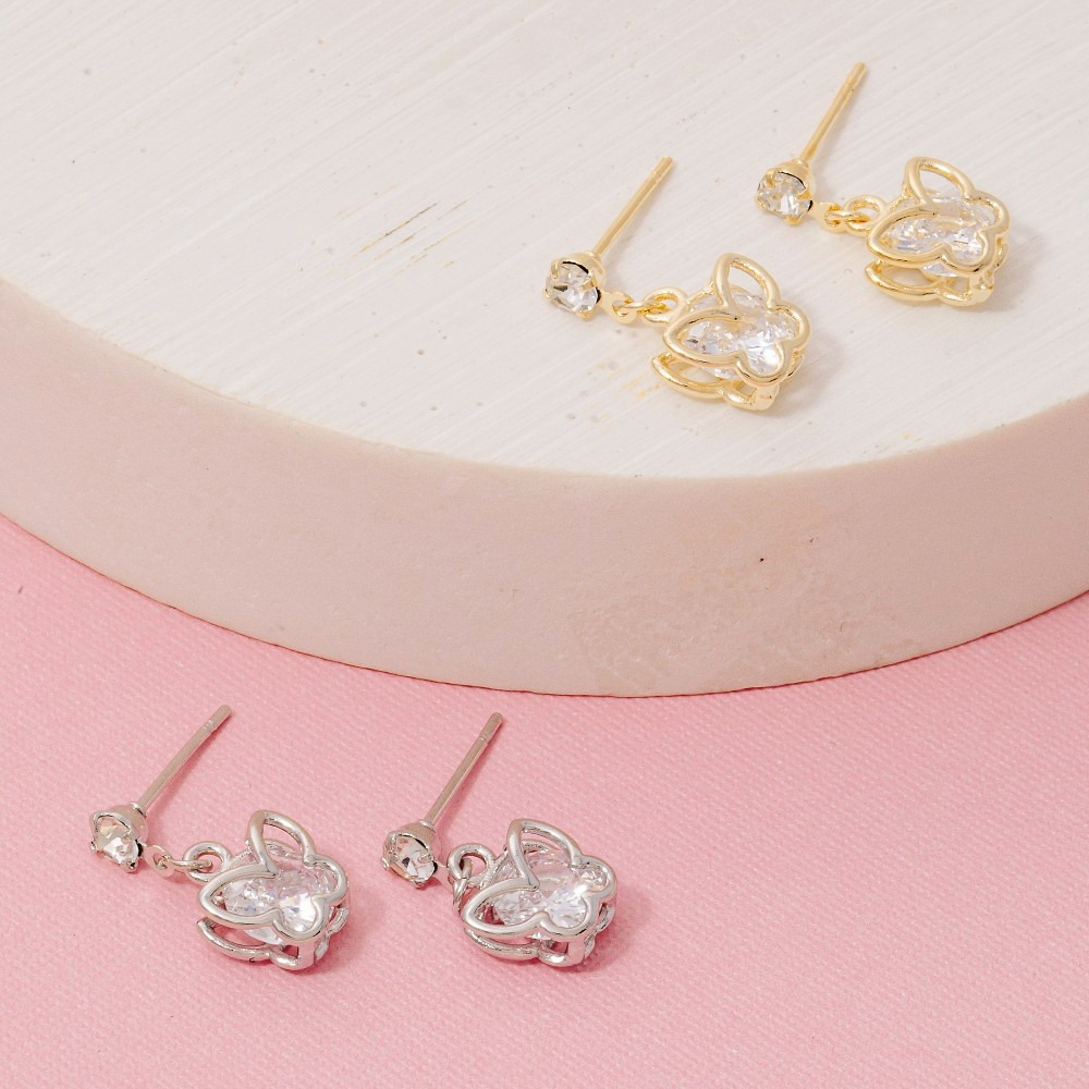 Cz Mini Butterfly Drop Earrings