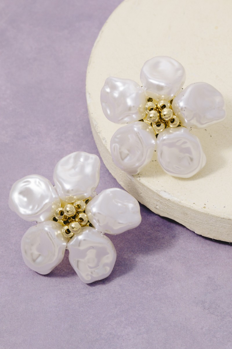 Pearl Petals Flower Stud Earrings