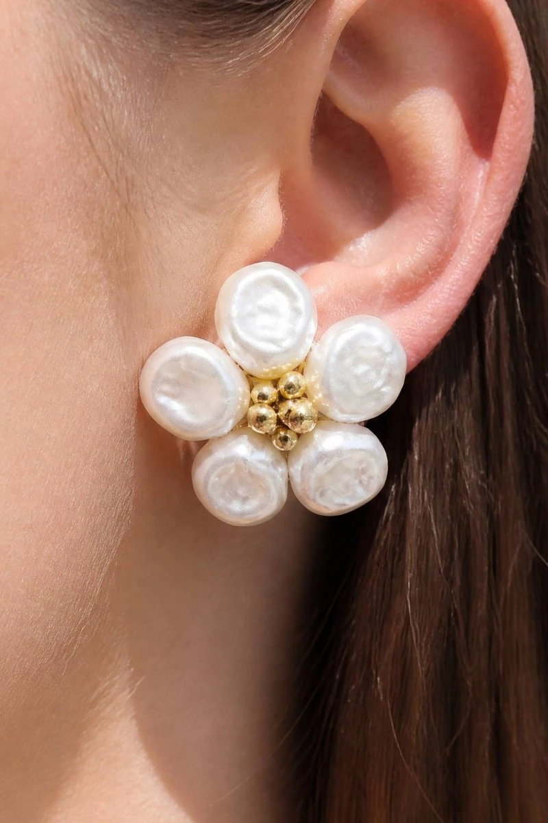 Pearl Petals Flower Stud Earrings