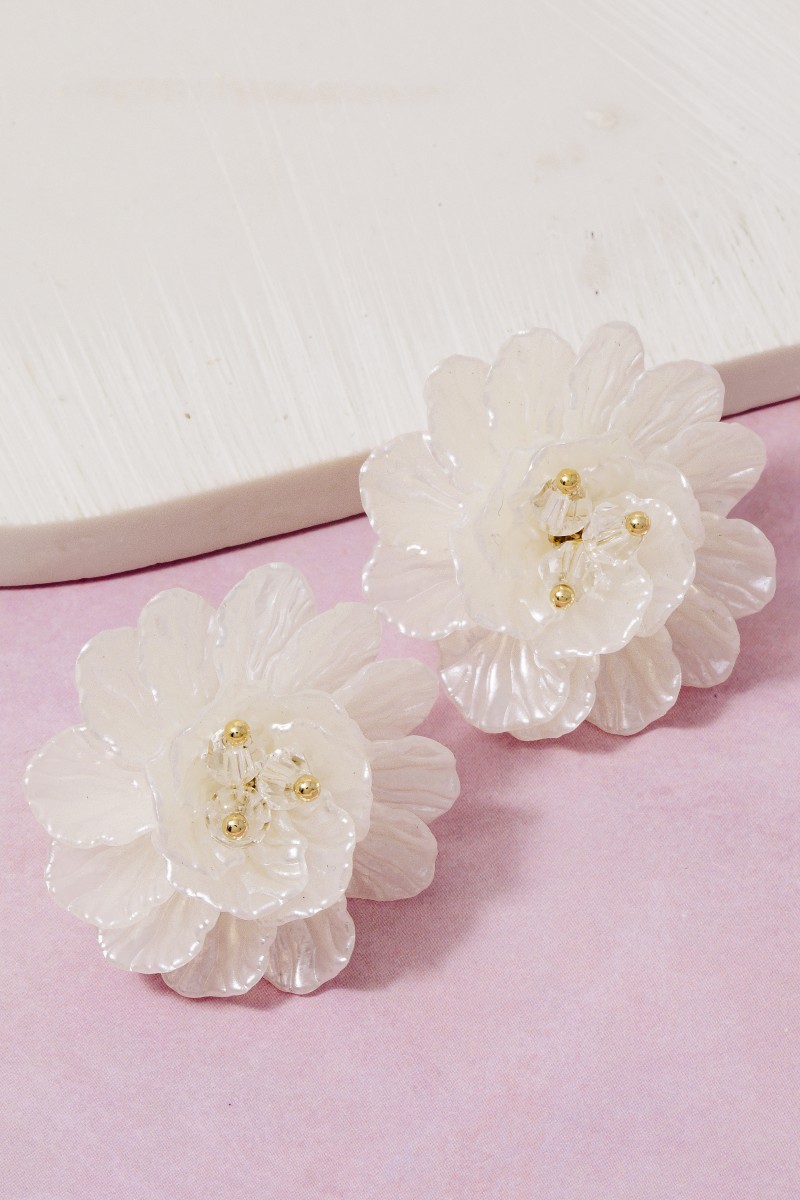 Intricate Multi Petal Flower Stud Earrings