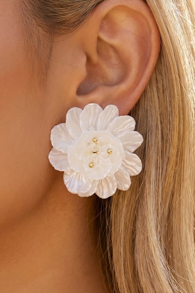 Intricate Multi Petal Flower Stud Earrings