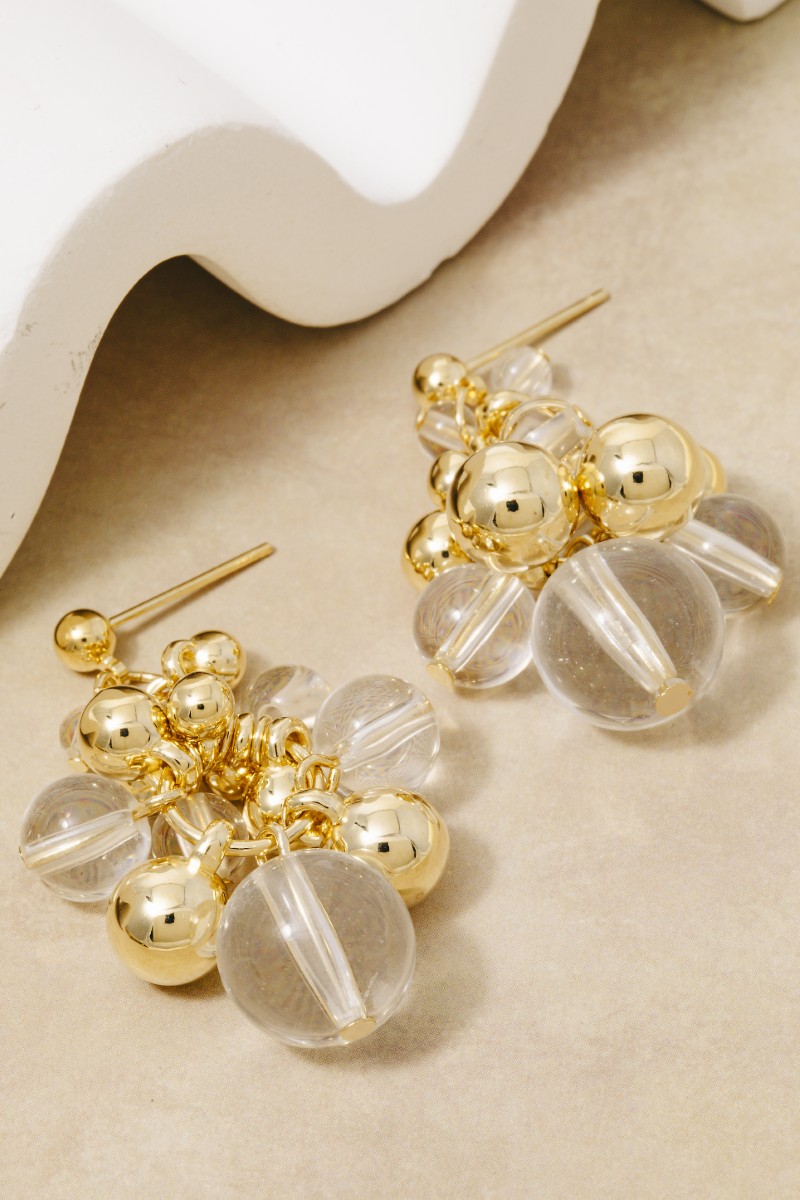 Metallic And Acrlyic Beads Dangle Earrings