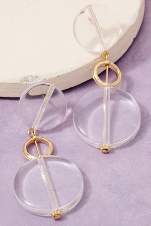 Flat Acrlyic Discs Dangle Earrings