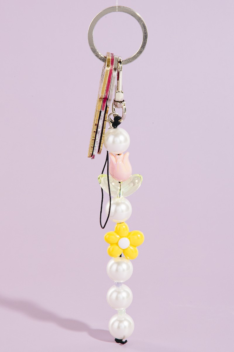 Flower Tulip Beads Key Ring Keychain