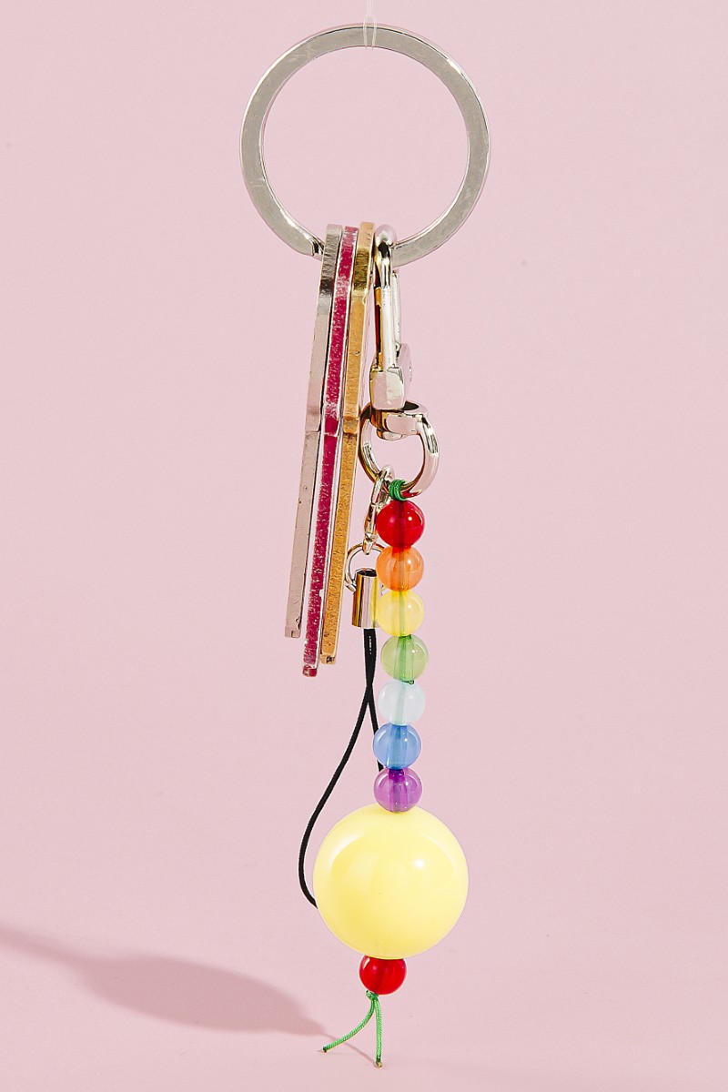 Acrylic Rainbow Ball Beads Key Ring Keychain