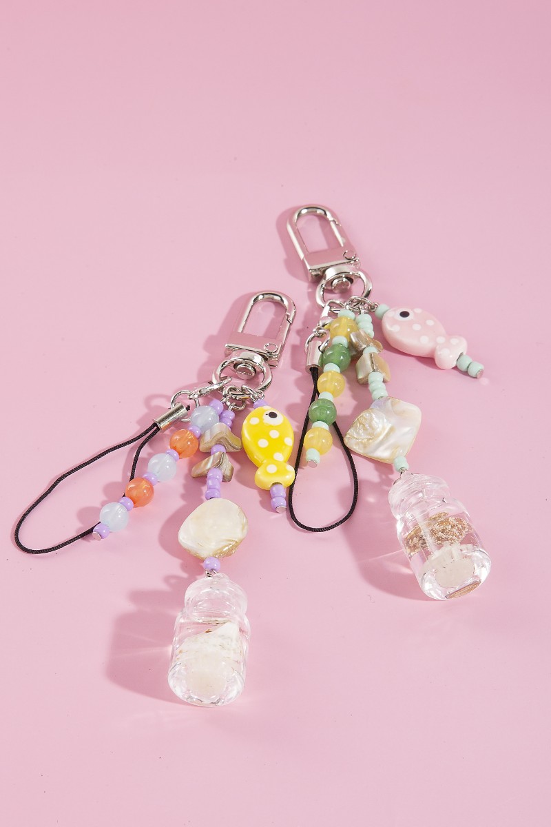 Sealife Fish Beads Key Ring Keychain