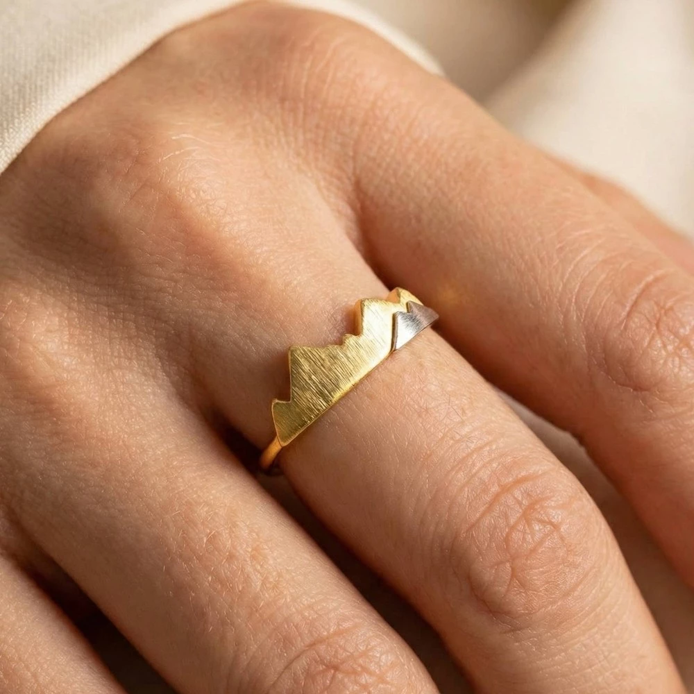 Gold Dipped Two Toned Mountain Adjustable Ring