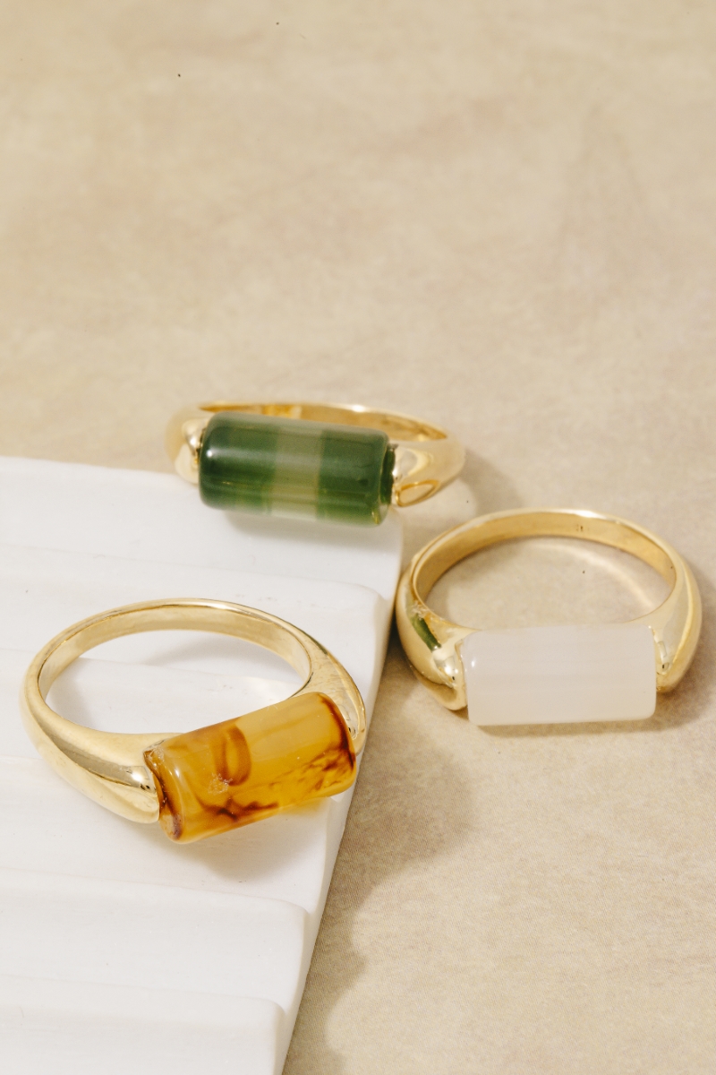 Rectangle Resin Stone Ring