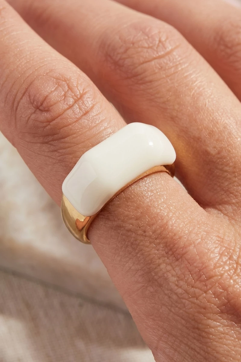 Translucent Acrylic Dome Layered Band Ring