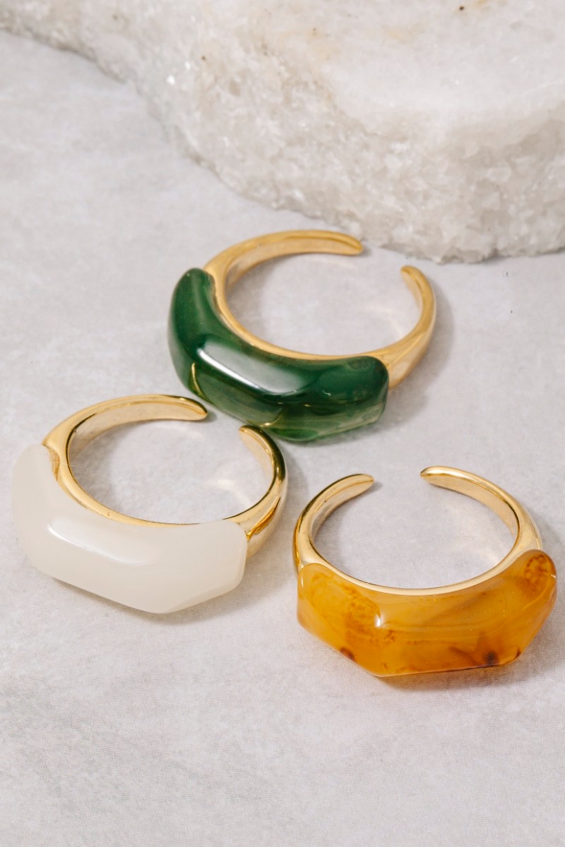 Resin Accent Gold Open Band Ring