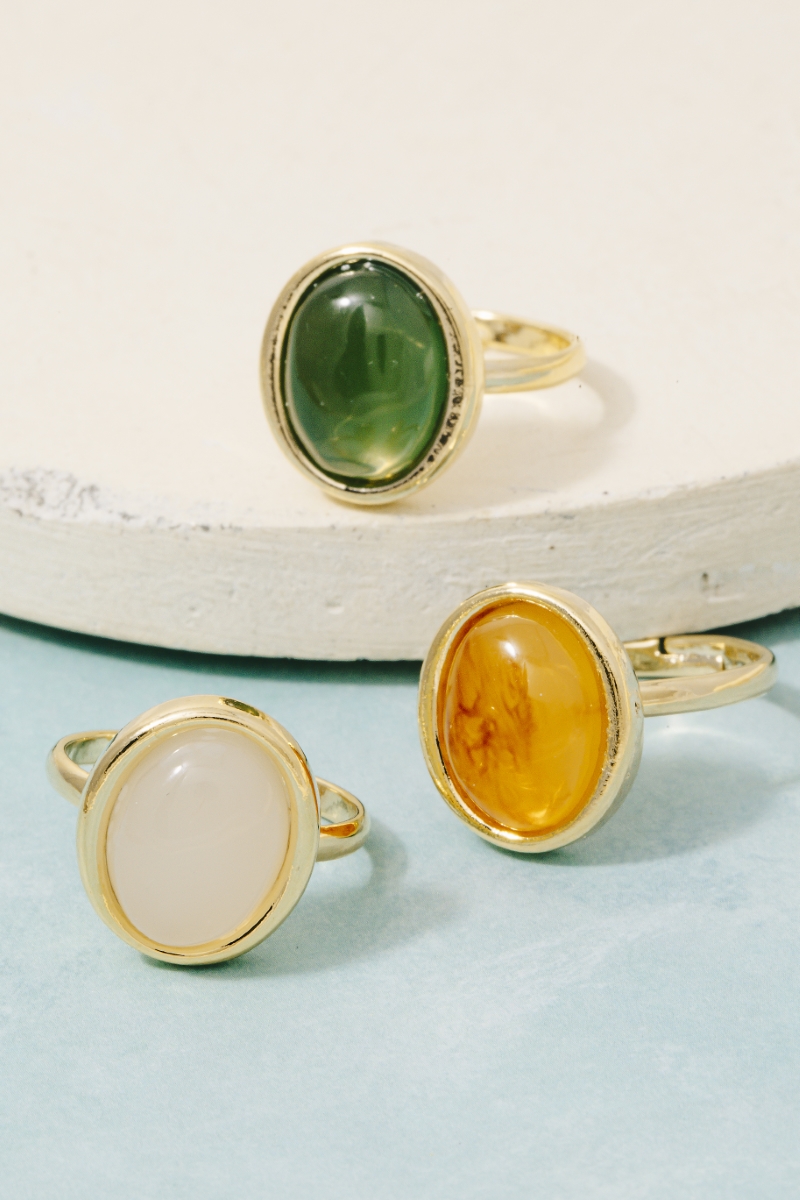 Large Resin Oval Stone Ring