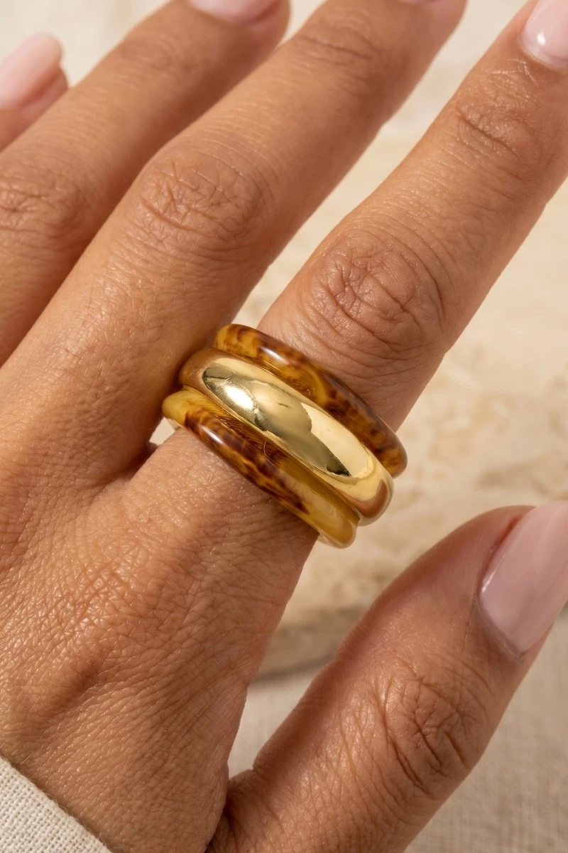 Resin And Gold Statement Ring