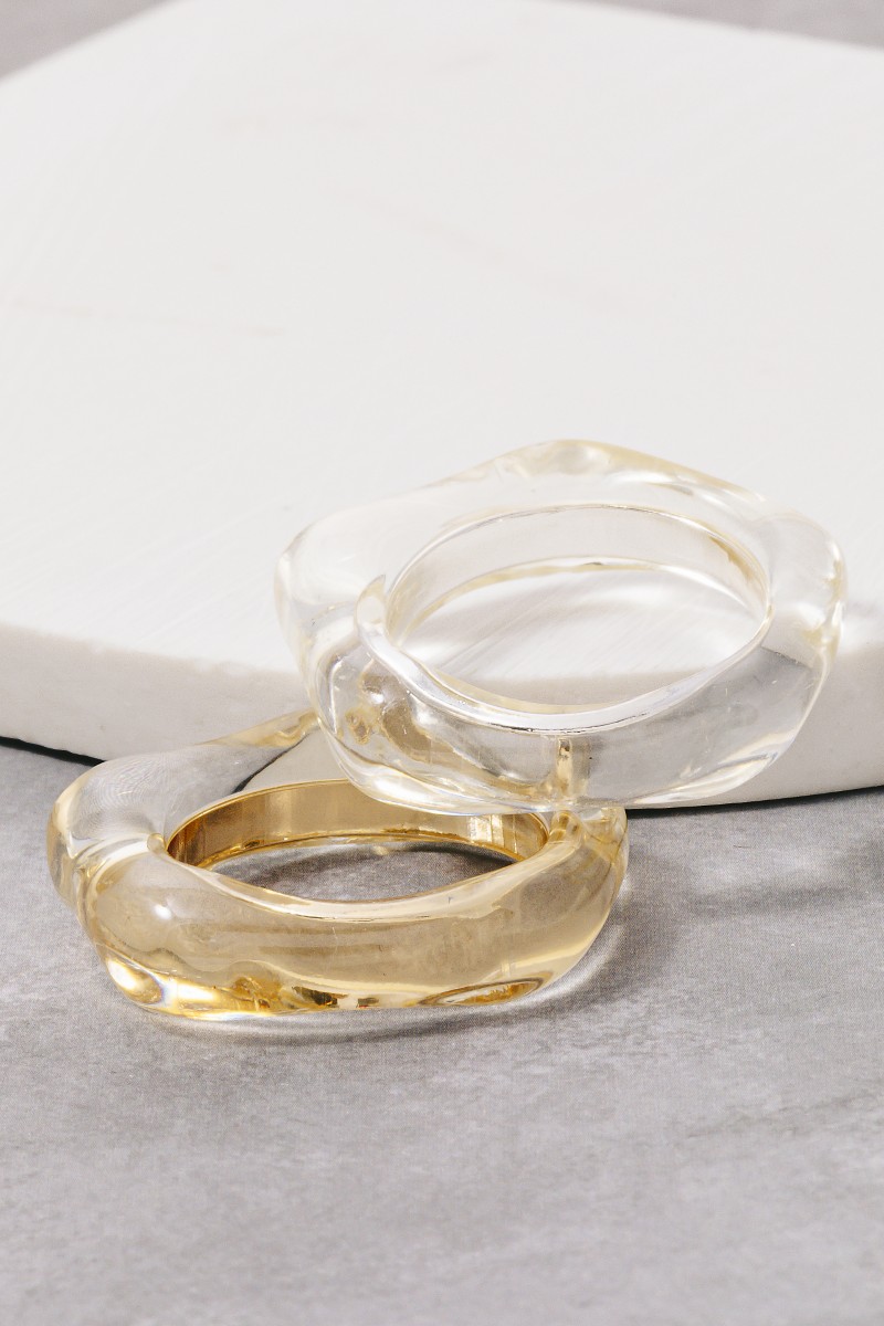Gold Ring Inlay Clear Resin Ring
