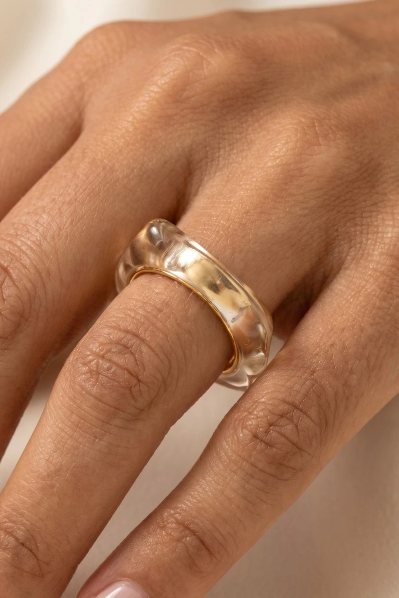 Gold Ring Inlay Clear Resin Ring