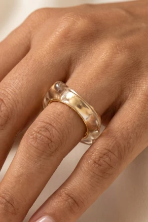 Gold Ring Inlay Clear Resin Ring