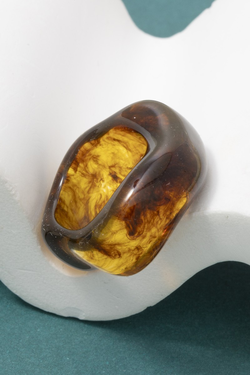 Warped Shape Amber Acrylic Band Ring