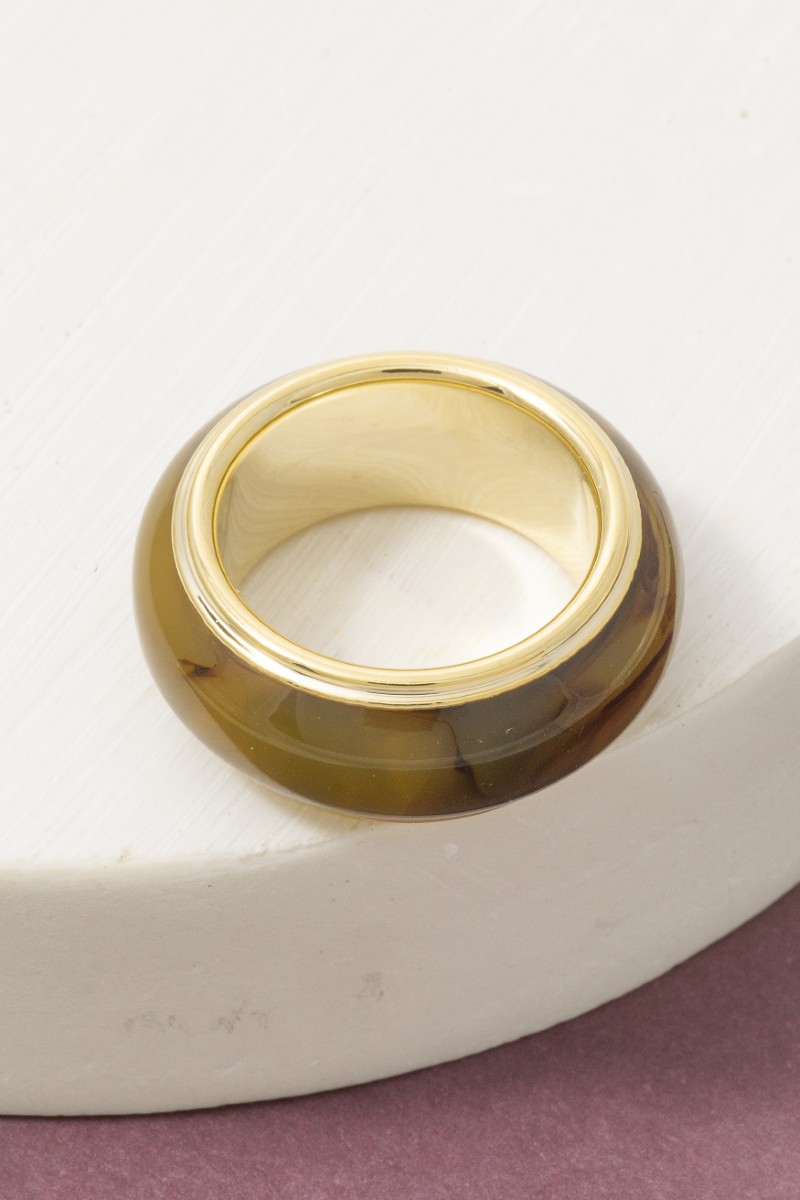 Metallic Lined Amber Acrylic Band Ring