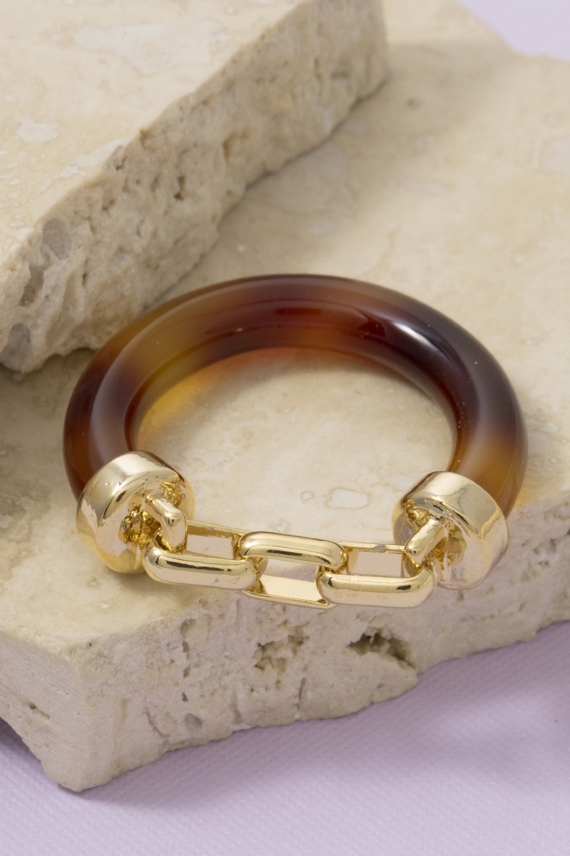 Chain Accent Tortoise Shell Band Ring