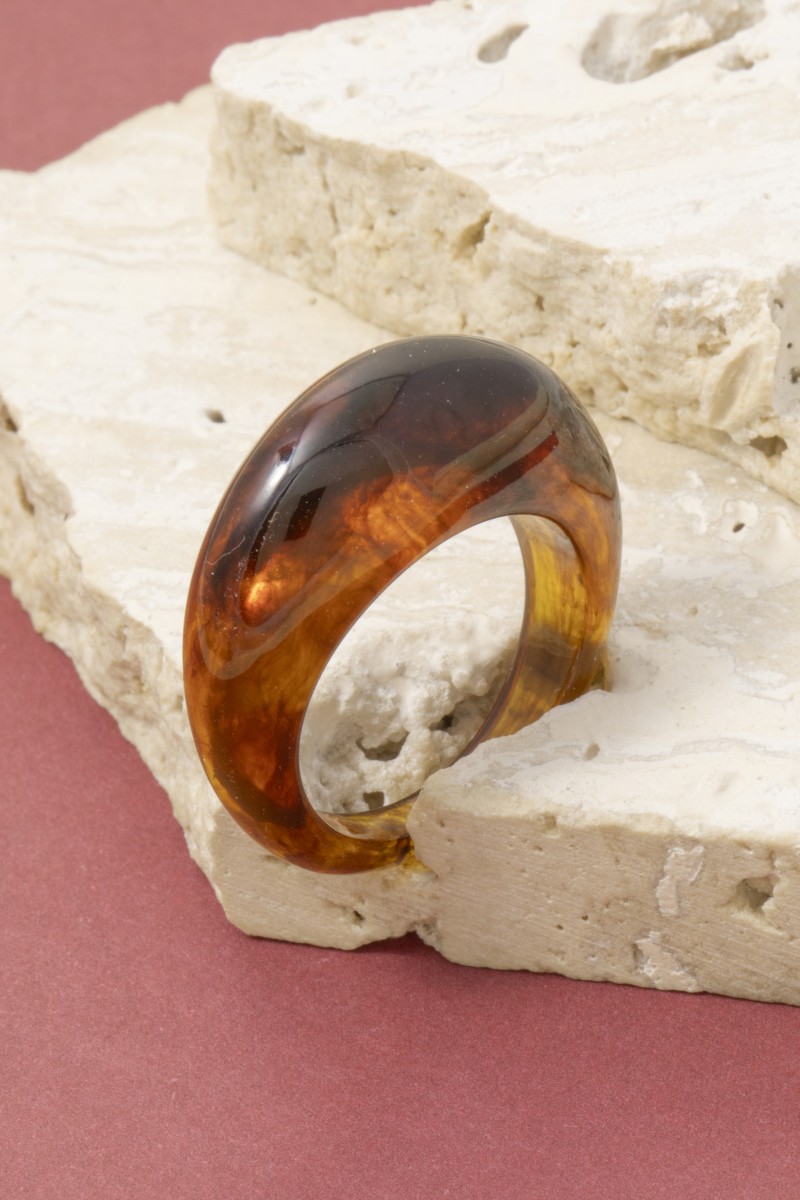 Amber Acrlyic Dome Band Ring