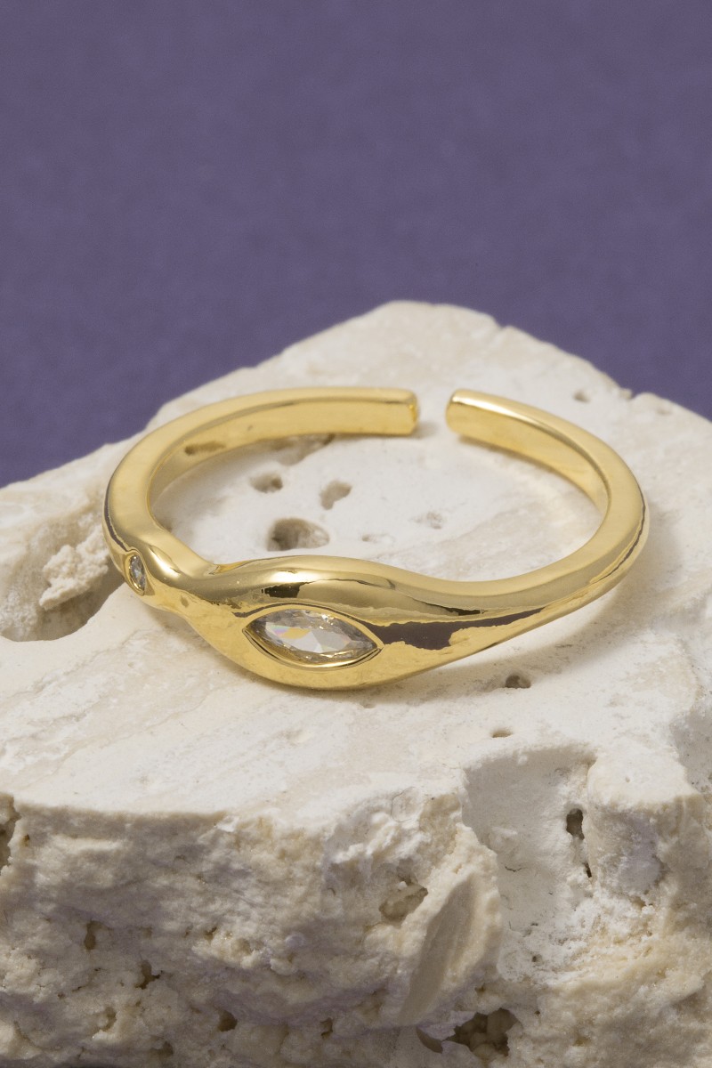 Cz Stud Minimalist Adjustable Ring