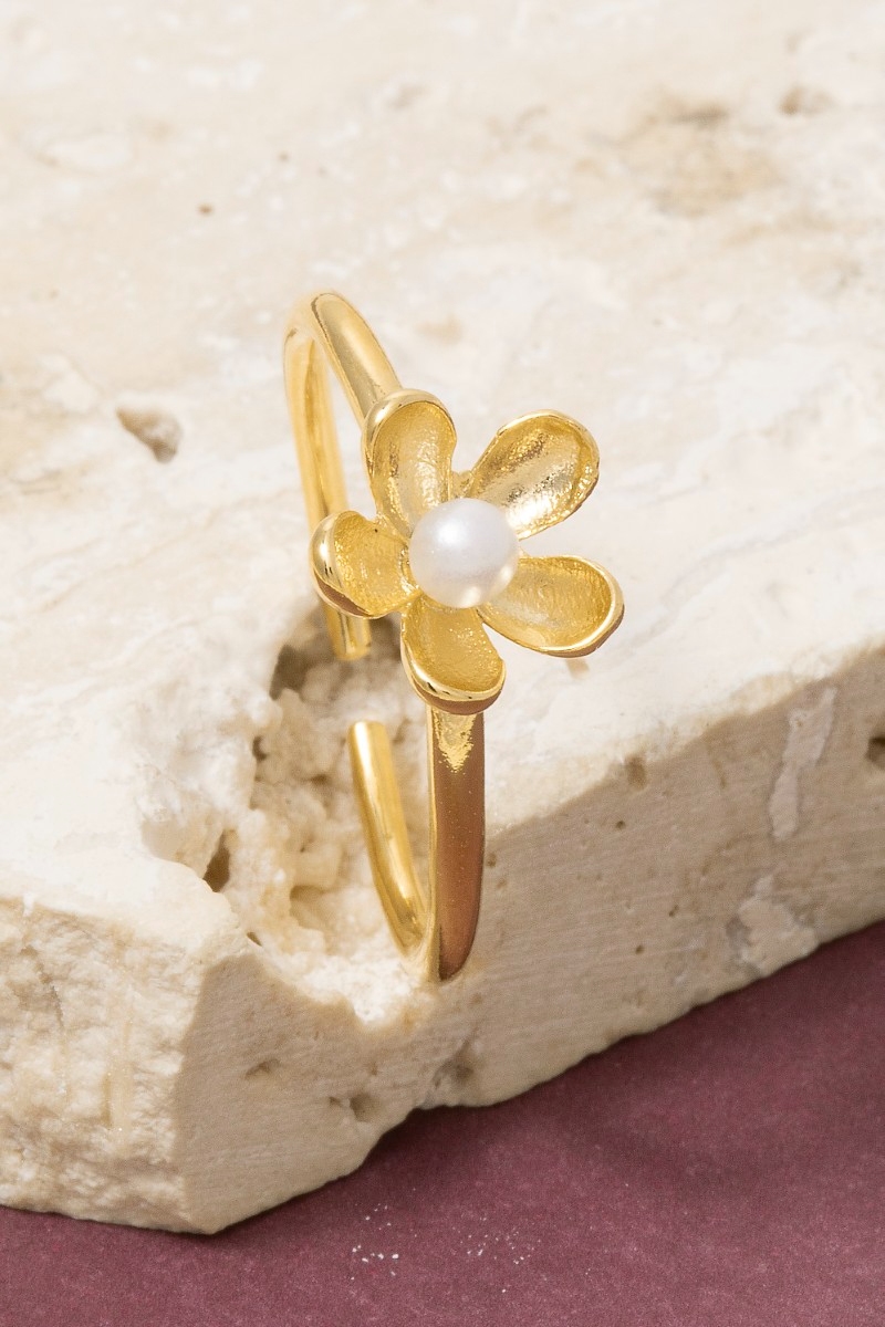 Pearl Flower Adjustable Ring