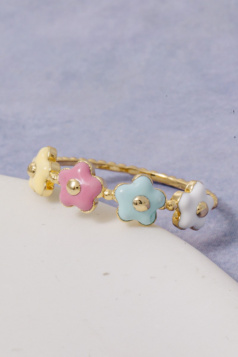 Gold Dipped Enamel Flower Station Ring