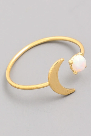 Delicate Pearl Moon Ring