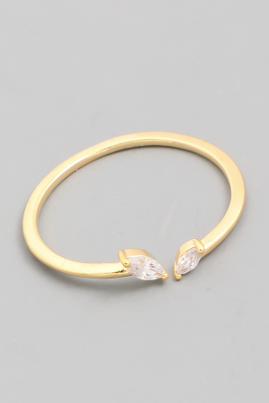 Gold Dipped Rhinestone Stud Open Ring