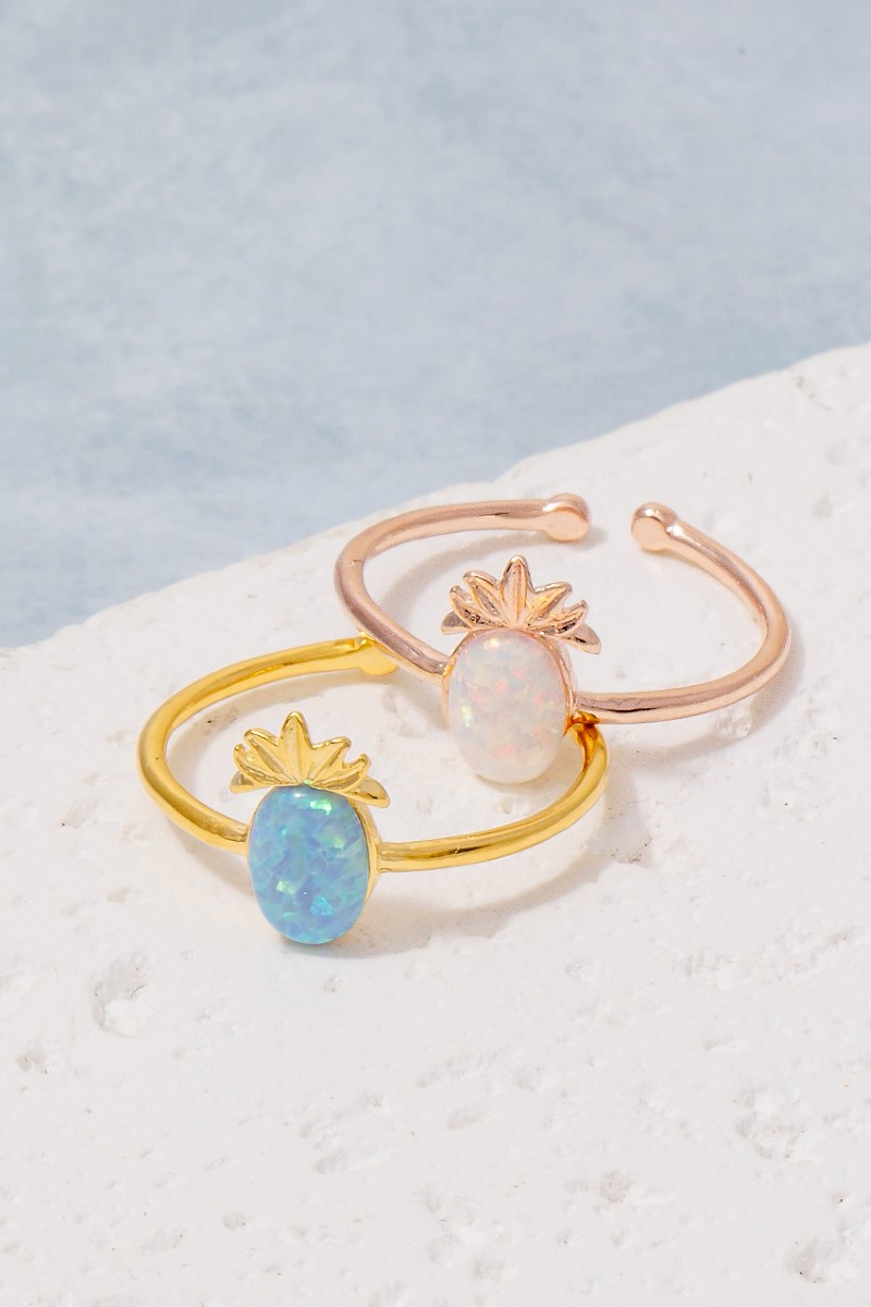 Gold Dipped Opal Pineapple Ring