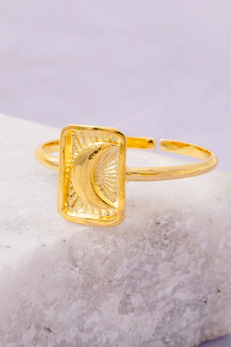 Rectangle Moon Adjustable Ring