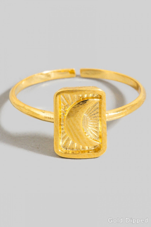 Rectangle Moon Adjustable Ring