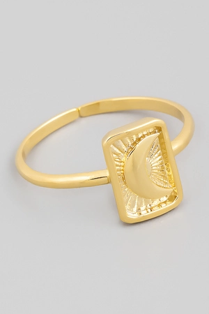 Rectangle Moon Adjustable Ring