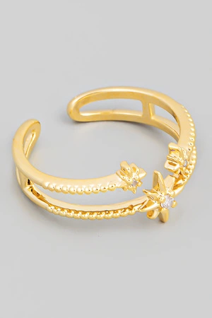 Double Line Star Fashion Ring