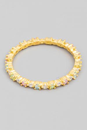Gold Dipped Delicate Rhinestone Eternity Fashion Ring