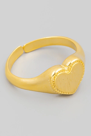 Metallic Heart Signet Ring