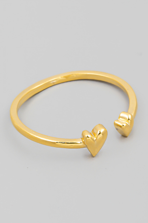 Gold Dipped Delicate Double Heart Open Ring