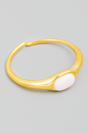 Gold Dipped Delicate Oval Opal Stone Fashion Ring