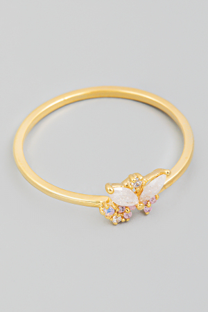 Delicate Rhinestone Butterfly Fashion Ring