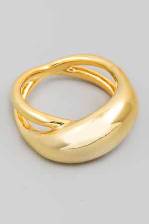 Gold Dipped Metallic Dome Fashion Ring
