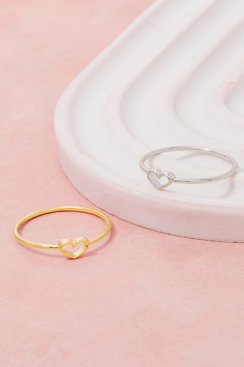 Dainty Open Heart Shape Fashion Ring
