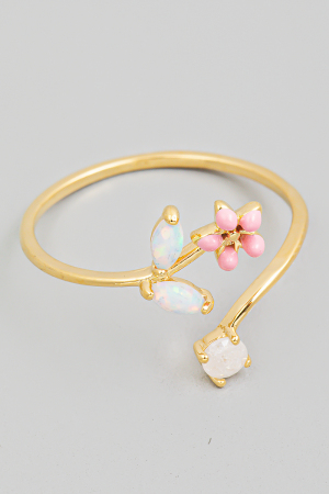 Open Flower Vine Twist Ring