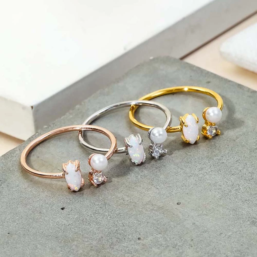 Dainty Opal Open Fashion Ring
