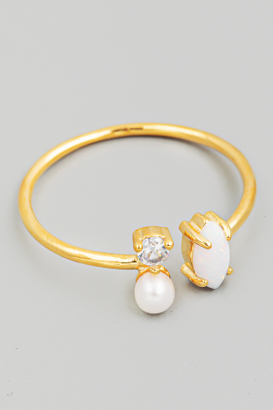 Dainty Opal Open Fashion Ring